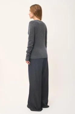 ABBY pull col v anthracite chiné