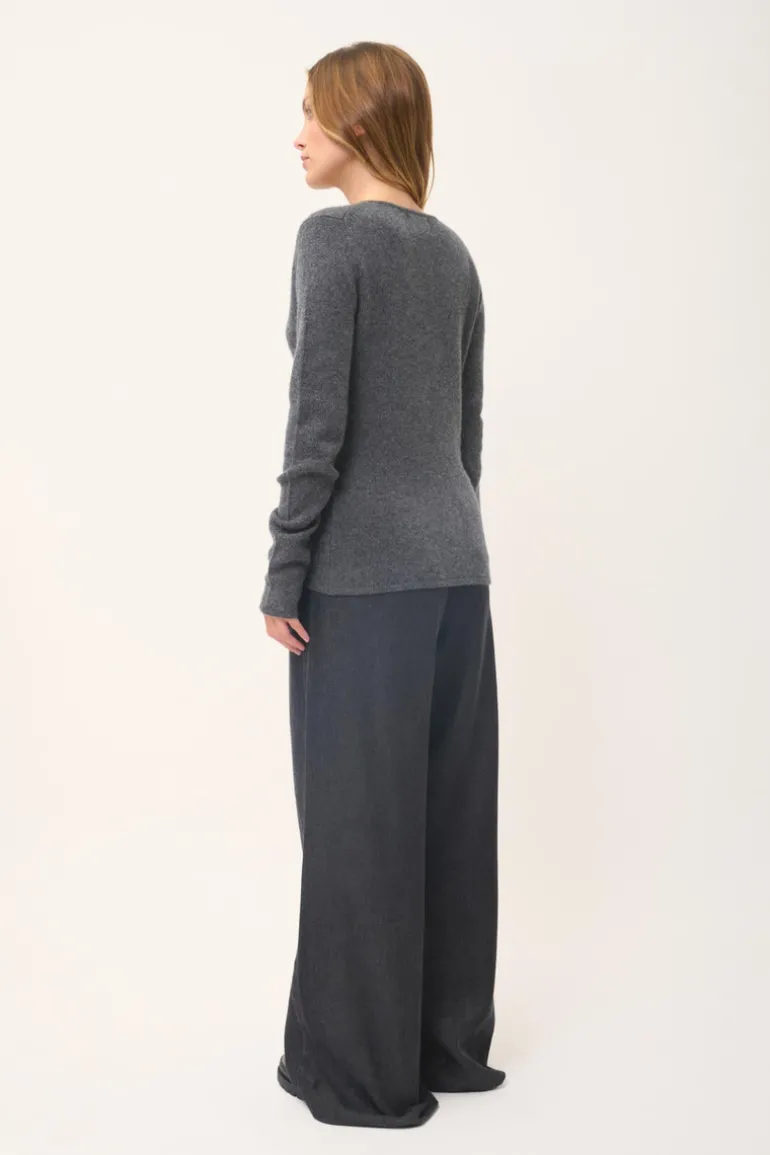 ABBY pull col v anthracite chiné
