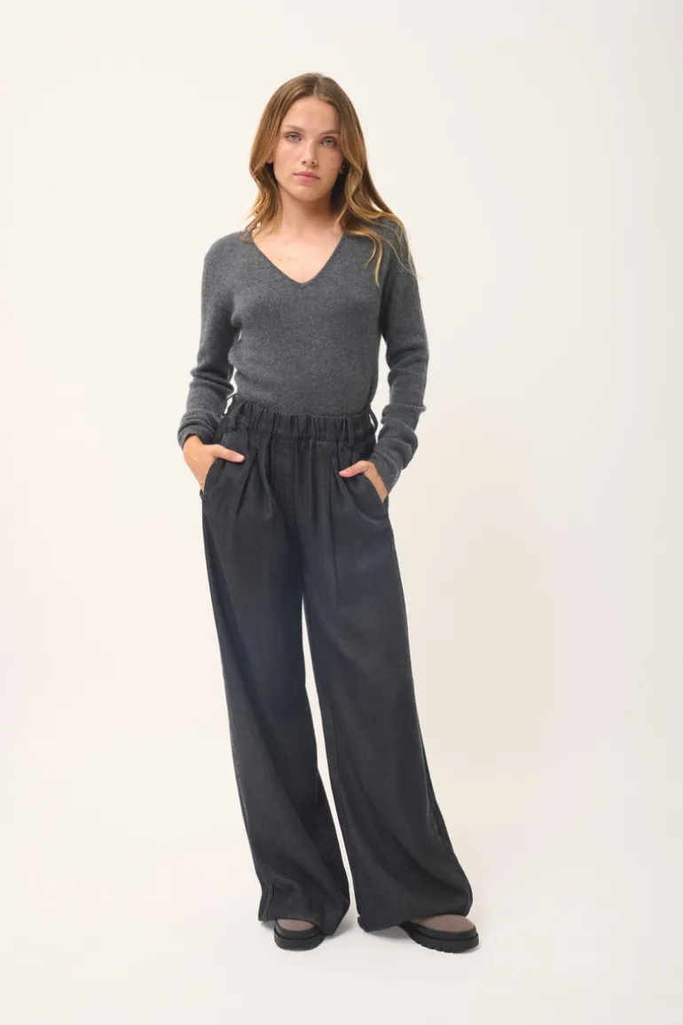 ABBY pull col v anthracite chiné