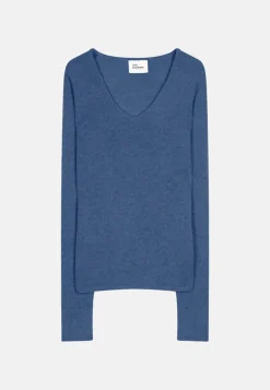 ABBY pull col v bleu denim