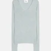 ABBY pull col v bleu gris chiné