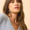 ABBY pull col v bleu ivoire