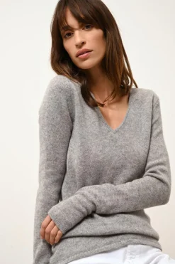 ABBY pull col v nuage chiné