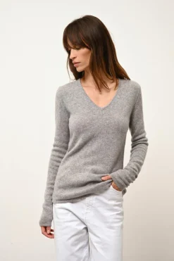 ABBY pull col v nuage chiné