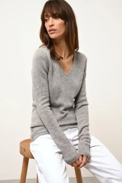 ABBY pull col v nuage chiné