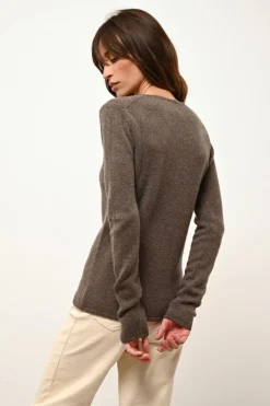 ABBY pull col v taupe chiné