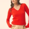 ABBY pull col v tomate
