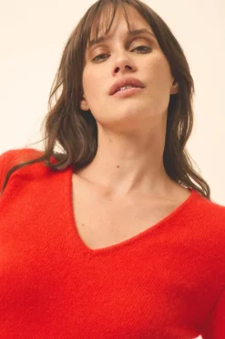 ABBY pull col v tomate