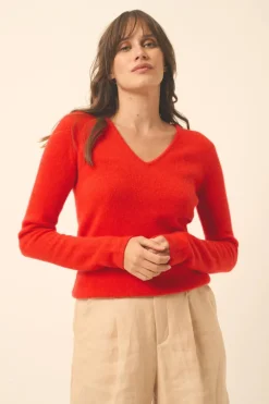 ABBY pull col v tomate