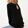 ABIGAIL pull col bateau goutte dos noir