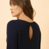 ABIGAIL pull col bateau goutte dos navy