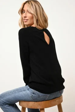 ABIGAIL pull col bateau goutte dos noir