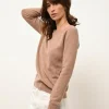 ABIGAIL pull col bateau goutte dos camel chiné