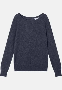 ABIGAIL pull col bateau goutte dos violet gris chiné