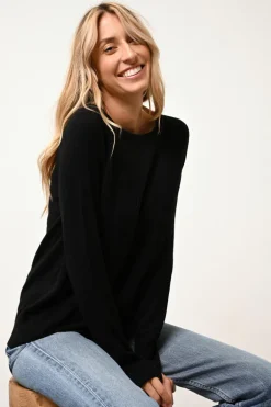 ABIGAIL pull col bateau goutte dos noir
