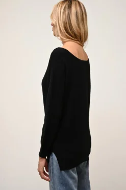 ABIGAIL pull col bateau goutte dos noir