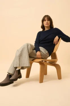 ABIGAIL pull col bateau goutte dos navy