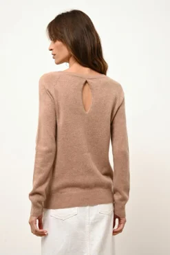 ABIGAIL pull col bateau goutte dos camel chiné