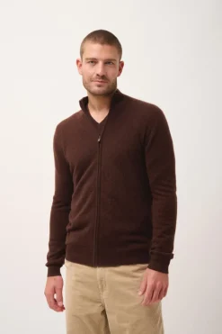 ALAN gilet col montant café