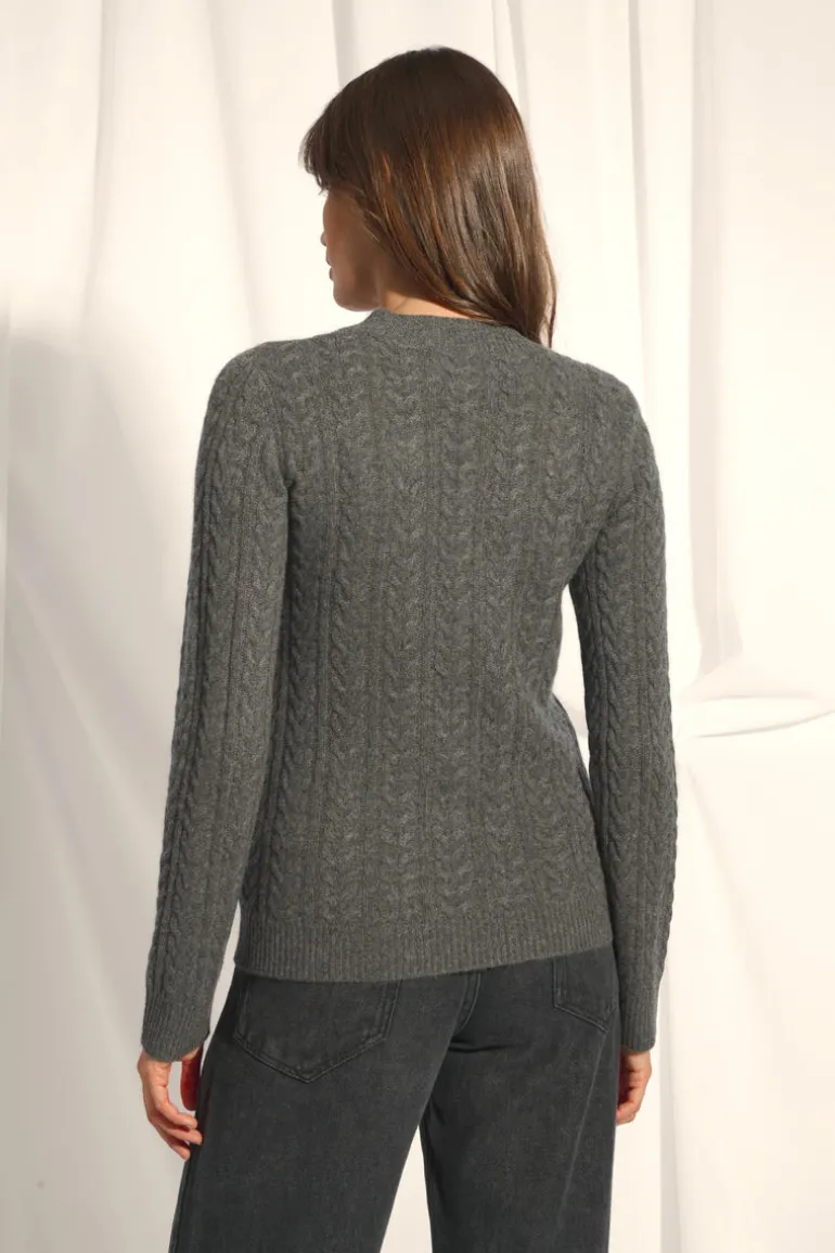 ALICE pull col rond anthracite chiné