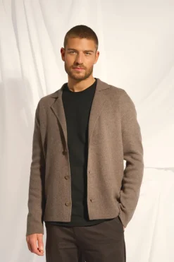 ALVAR veste col tailleur taupe chiné