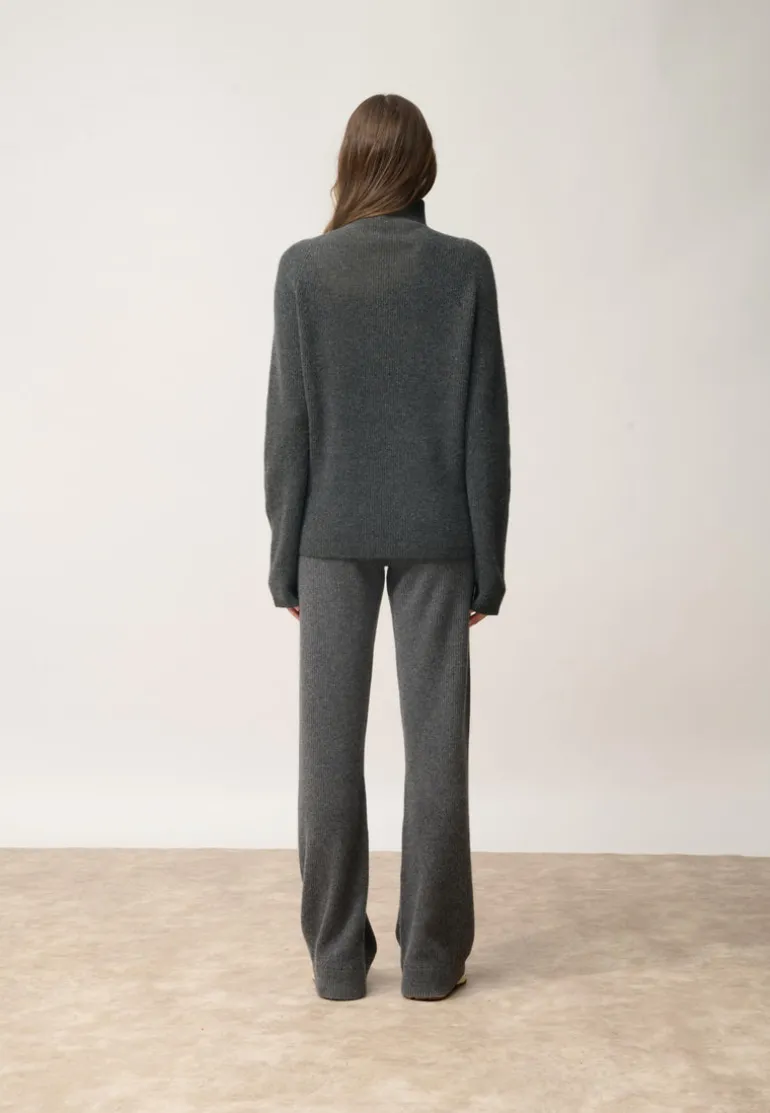 ALYSSA pull col montant carbone chiné
