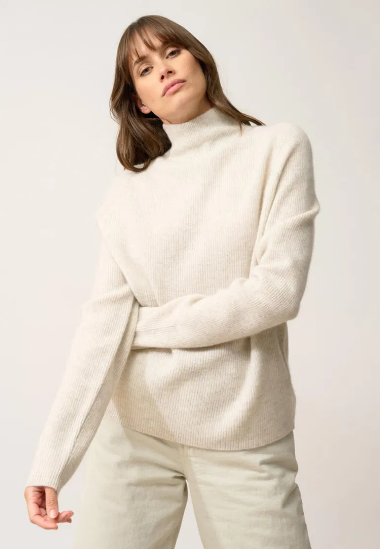 ALYSSA pull col montant gris perle chiné