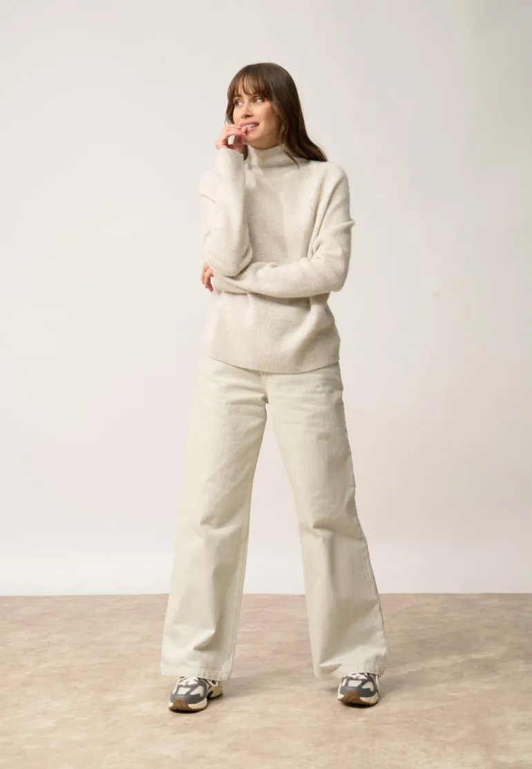 ALYSSA pull col montant gris perle chiné