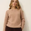 AMALA pull col rond camel chiné