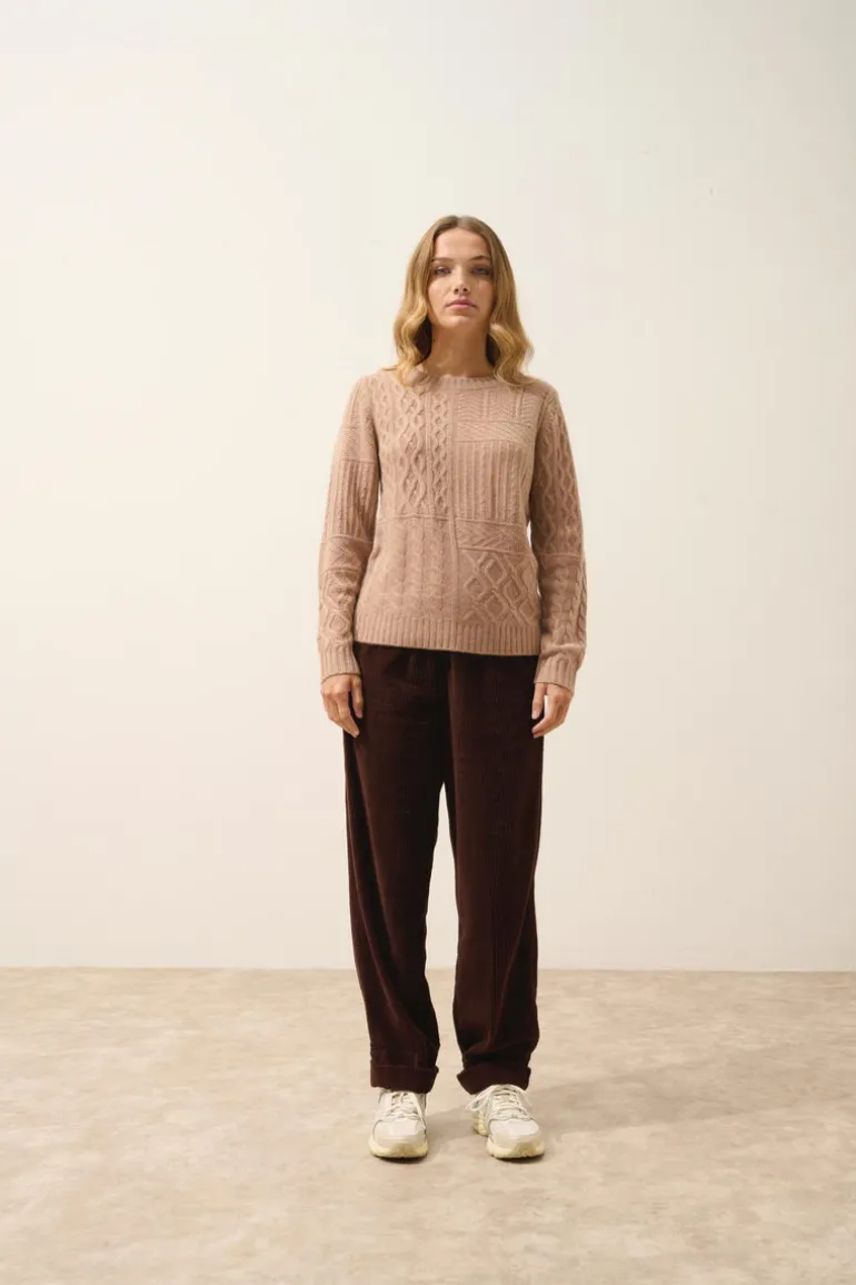 AMALA pull col rond camel chiné