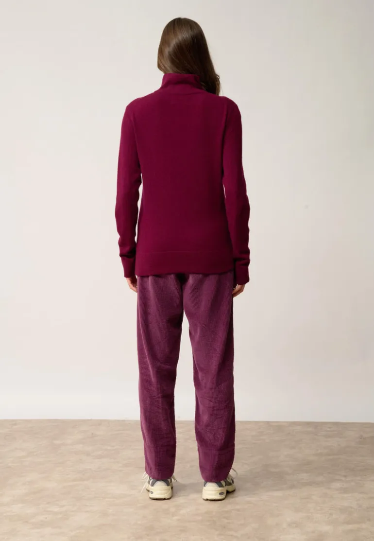AMBRE pull col montant bordeaux
