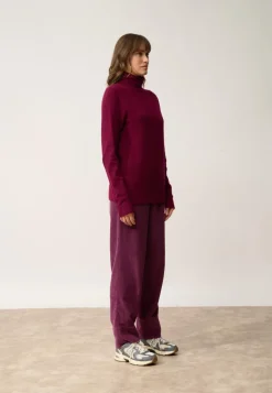 AMBRE pull col montant bordeaux