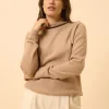 AMBRE pull col montant camel chiné