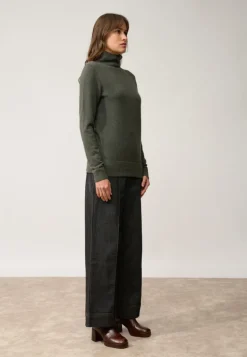 AMBRE pull col montant kaki chiné
