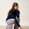 AMBRE pull col montant navy