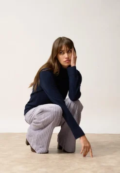 AMBRE pull col montant navy