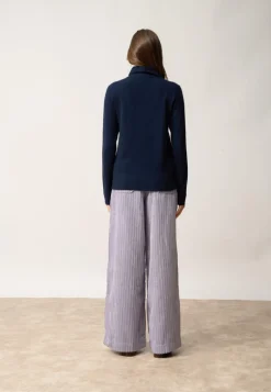 AMBRE pull col montant navy