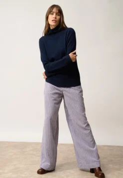 AMBRE pull col montant navy