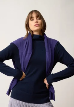 AMBRE pull col montant navy