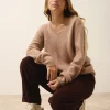 AMRITA pull col v camel chiné
