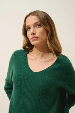 AMRITA pull col v sapin