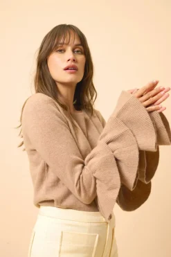 APPIN pull col rond camel chiné