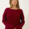 ARIANA pull col bateau bordeaux
