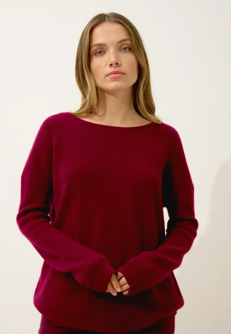 ARIANA pull col bateau bordeaux