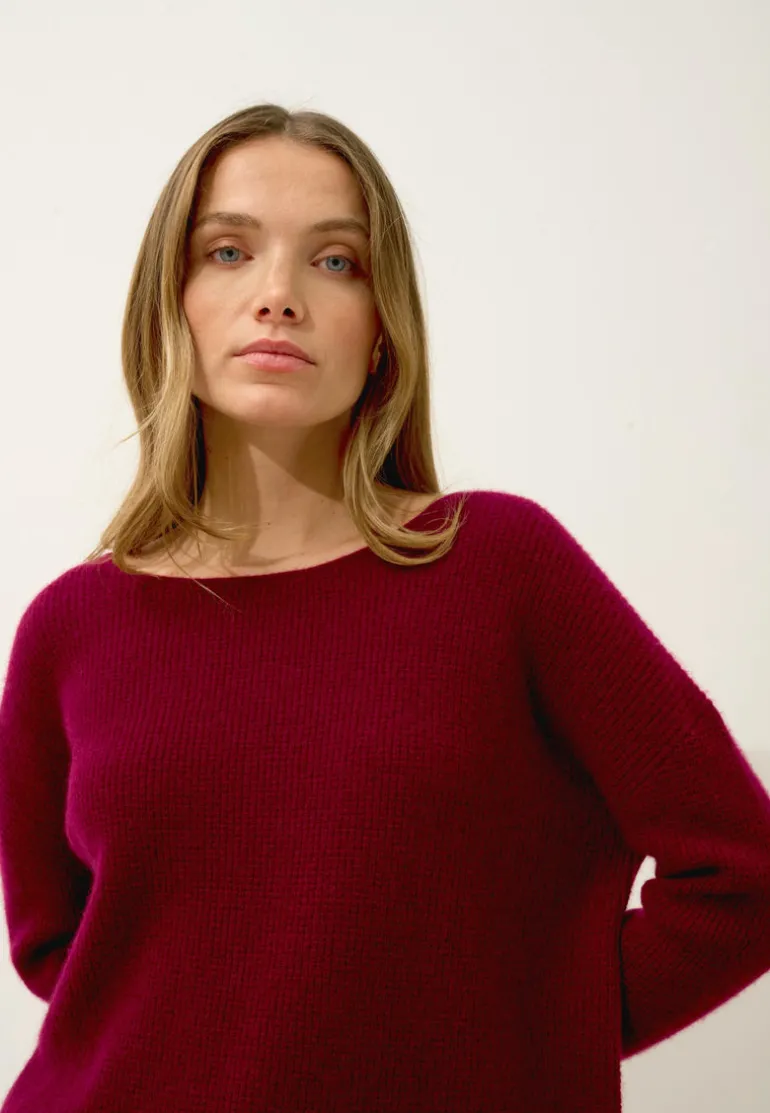 ARIANA pull col bateau bordeaux