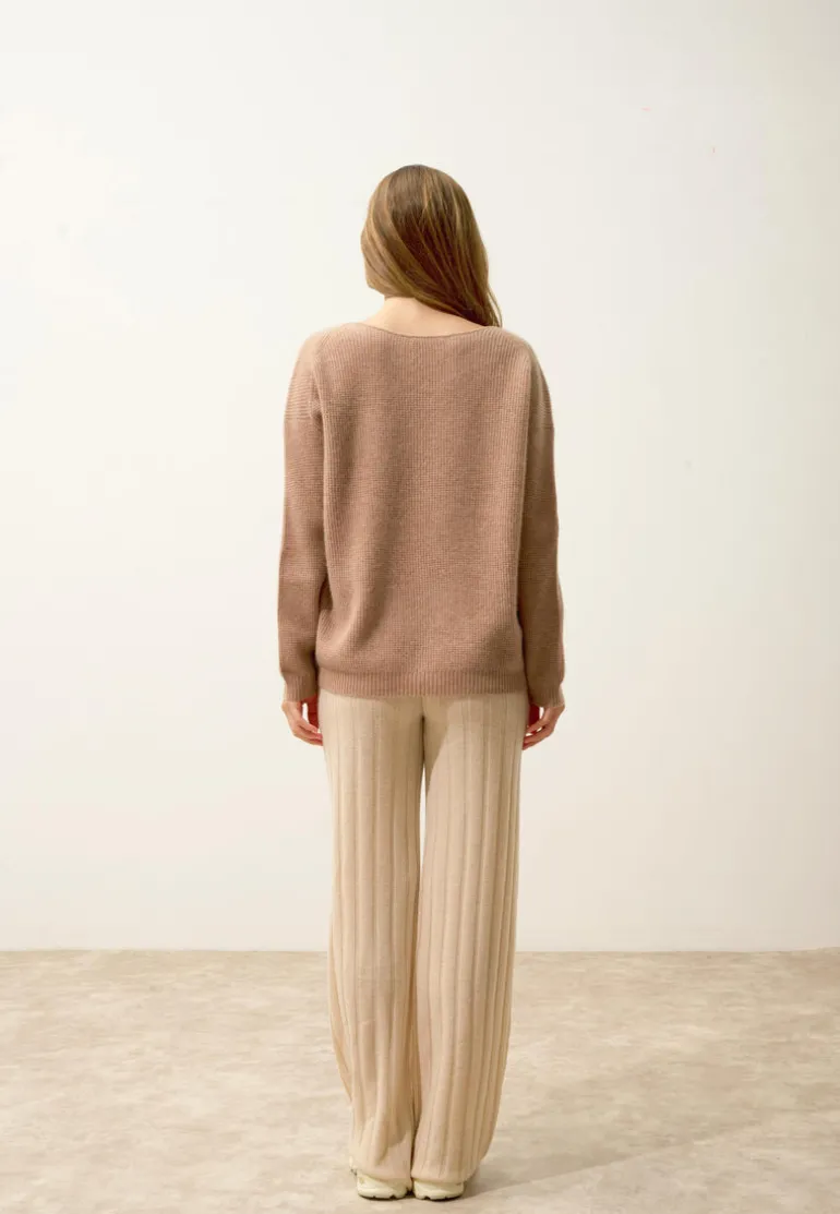ARIANA pull col bateau camel chiné