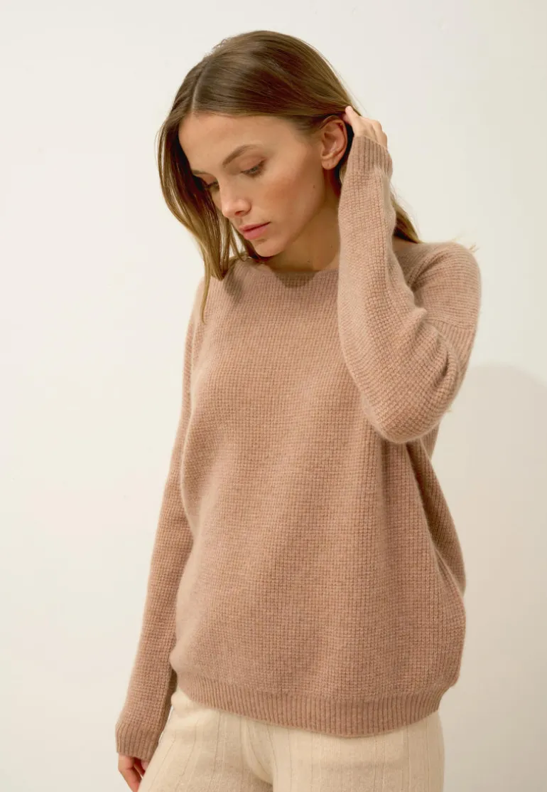 ARIANA pull col bateau camel chiné