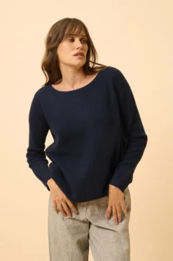 ARIANA pull col bateau navy