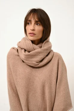 ASHLEY poncho col bateau camel chiné