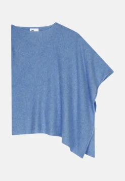 ASHLEY poncho col bateau bleu denim